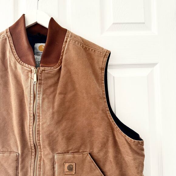 Carhartt Brown Tan Khaki V02 Sandstone Vest Arctic Quilted Lining Men 2XL Reg - Picture 4 of 12